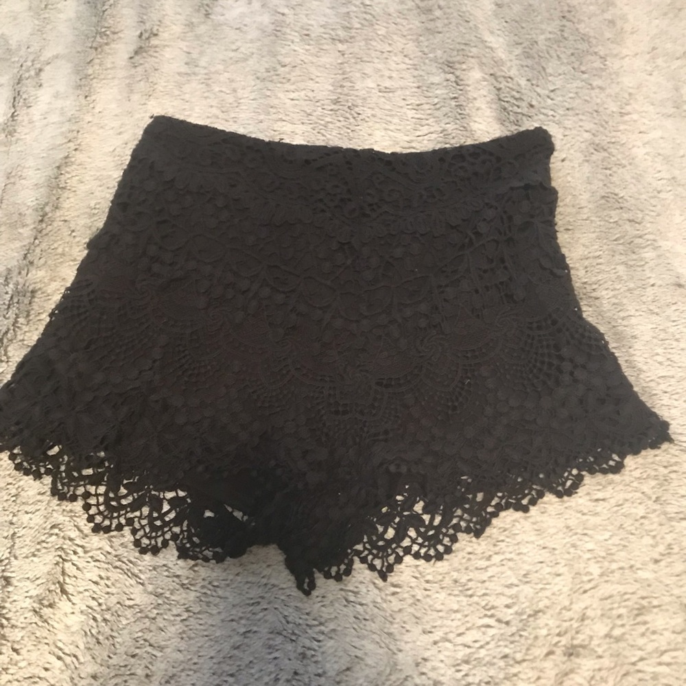 Black crochet shorts